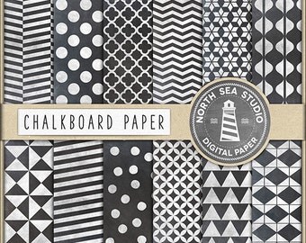 BUY 5 GET 3 FREE Chalk Digital Paper Polkadots Chevron Stripes Triangle Quatrefoil Chalkboard Texture Chalkboard Patterns Blackboard