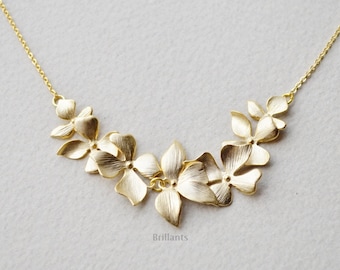 Orchid flower necklace, Bridesmaid gift, Bridesmaid necklace, Everyday necklace, Wedding necklace