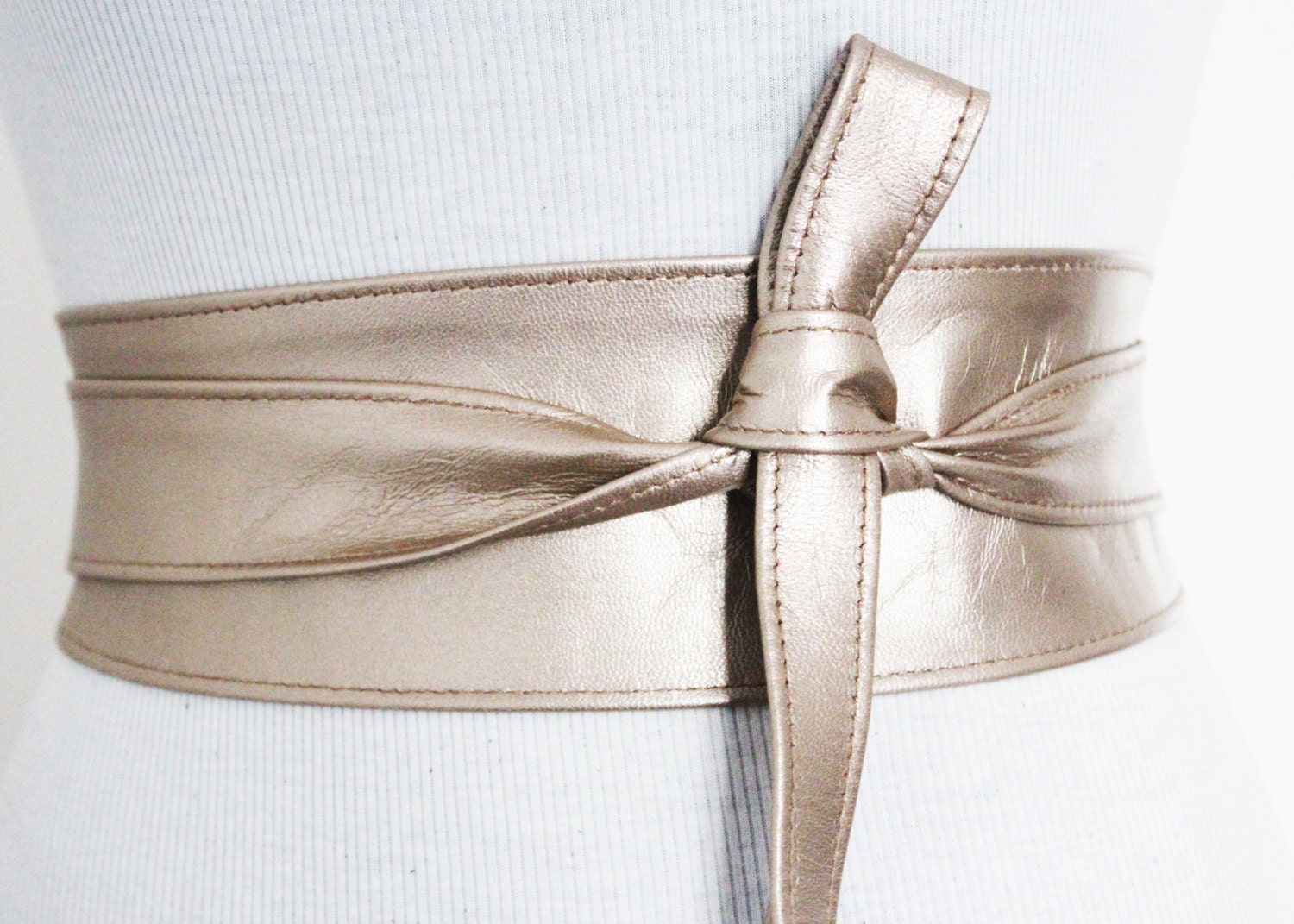 Light Gold Leather Obi Belt Waist Corset Belt Bridesmaid