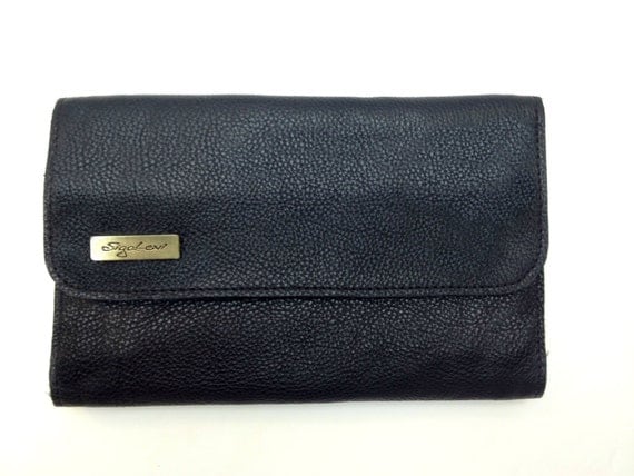 Black Leather Clutch Purse-Foldover Clutch-Soft Leather