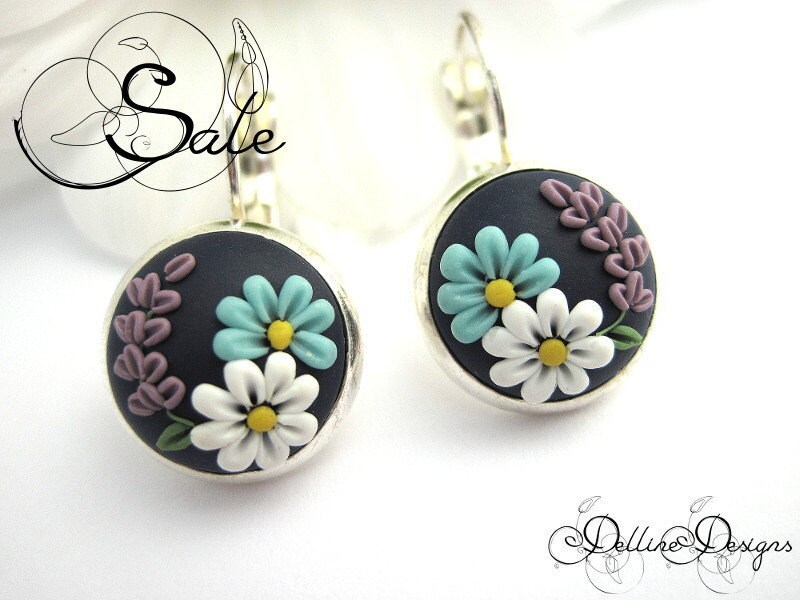 Summer Dream Unique Polymer Clay Earrings with by DellineDesigns