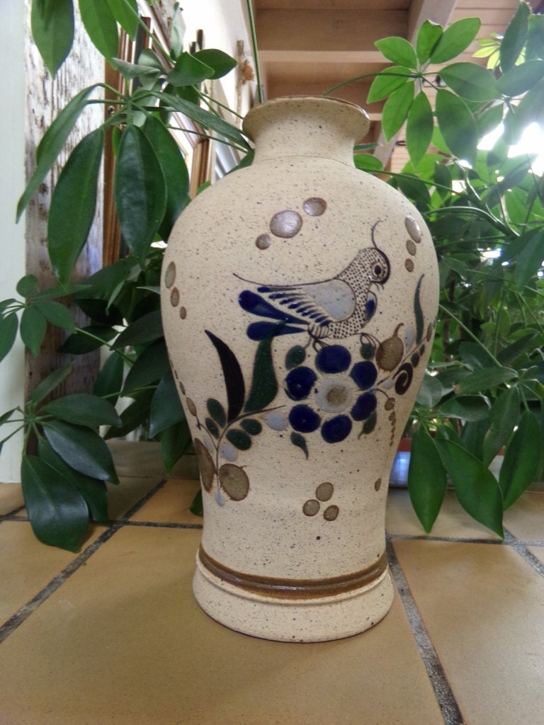 Unglazed Ceramic Hand Painted Vase Signed Cardiex 214 TB