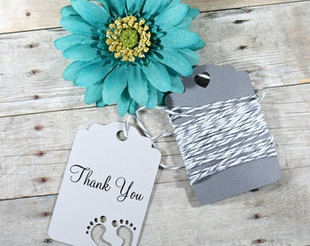 Light Grey Baby Shower Tags Set of 20 - Grey Shower Favors - Neutral Baby Shower Thank You Tags - Thank You Tags for Baby Sprinkle