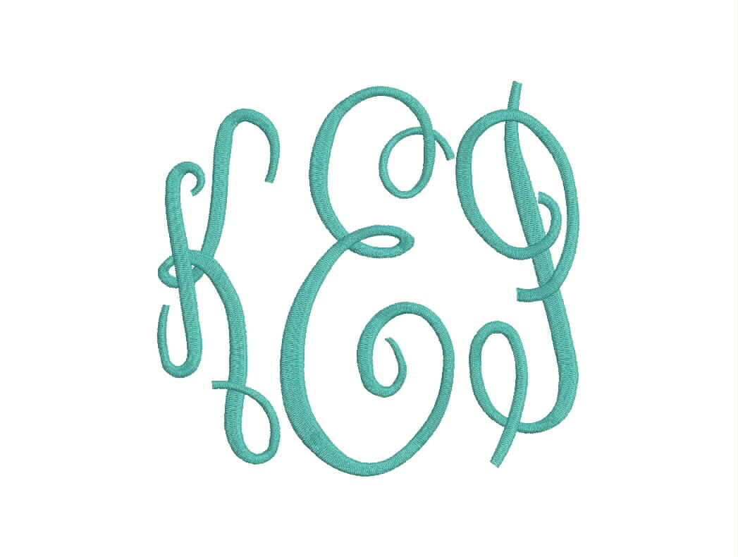 Large Fancy 3 Letter Monogram Font Machine Embroidery Monogram