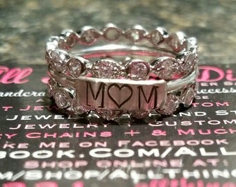 Stacking RINGS-1 NAME_2 FANCY bling spacer in sterling SILVER