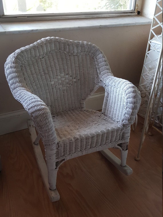 shabby chic cottage style wicker rocker child doll white shabby chic cottage style wicker rocker child doll white