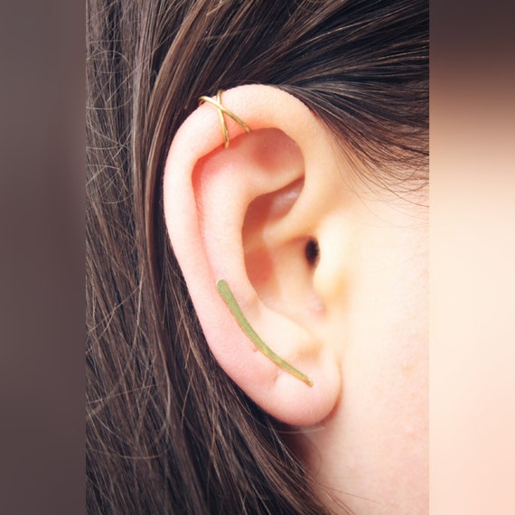 Set of 2 Ear Climber Ear Cuff Ear Cuff Earring by RugiadaJewels