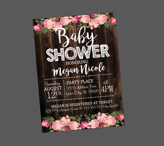 invitation baby only gift cards shower wording baby Shower Wood shower Floral baby Baby Invitation, invitation,