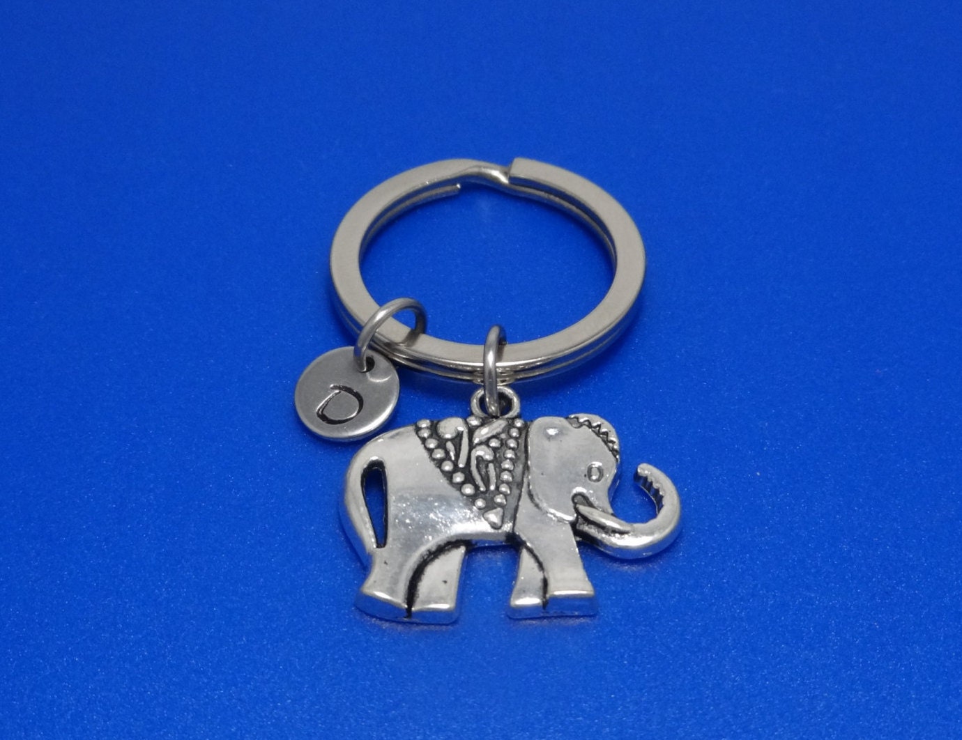 Elephant Keychain Animal Keychain Indian Elephant Silver