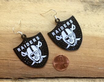 Oakland Raiders Earrings, Women, Raiders Football, Statement Earrings, Oversized Earrings, Raiders Jewelry, Bling, Oakland Raiders Gift