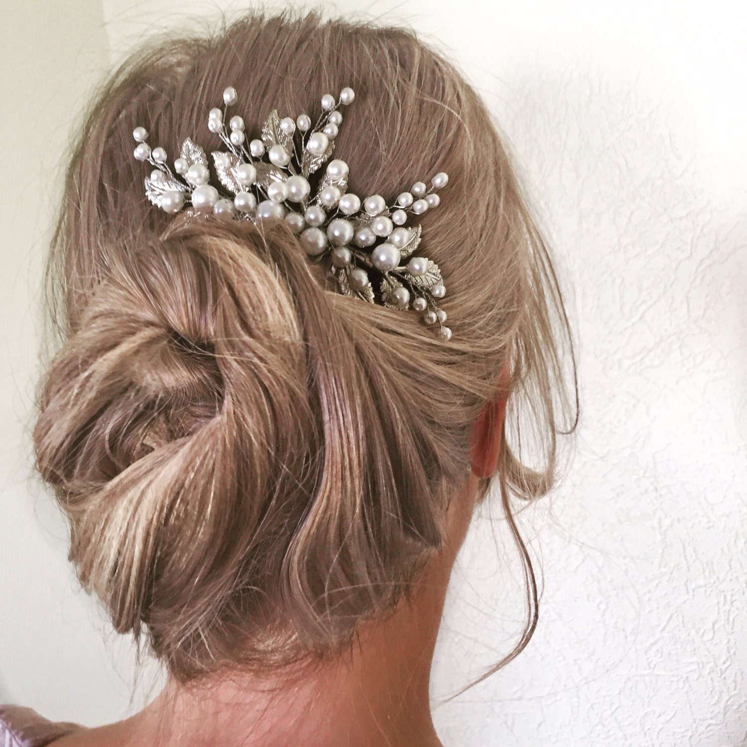 Bridal Hair Comb Wedding Hair Comb Leaf Pearl Hair Piece