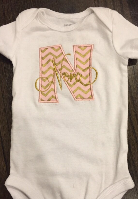 Items similar to Baby Onesie Name + Appliqué Letter on Etsy