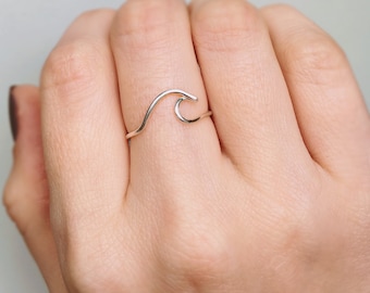 Sterling Silver Wave Ring, Silver wave ring, Wave ring, Wire ring, Ocean ring, Silver ring, Surfer ring, Wave wire ring, Adjustable ring