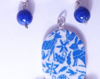 ORIGINAL, Mexican, blue, otomi, set, mexican jewellery, tenangos, arcilla polymerica, polymer clay