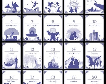 Disney-themed Table Numbers (Set of 20) - Digital/Self-Print