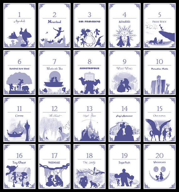 disney themed table numbers set of 20 digitalself print