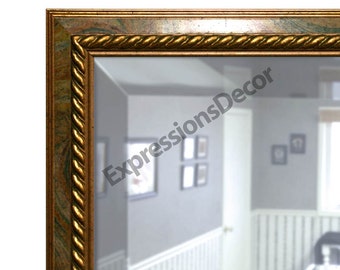 Custom Multi-Color Swirl Wall Mirror w/ Gold Rope Decoration - Beveled Glass - FREE SHIPPING