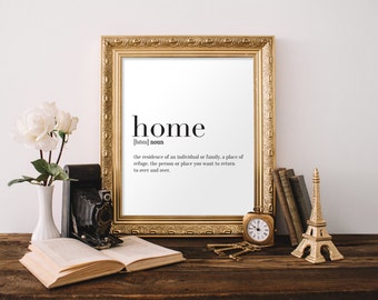 Home Definition Print , Dictionary Art, Typography Print, Downloadable Print, Black and White Wall Art, 8x10 Print, 11x14 Print, A4 Print