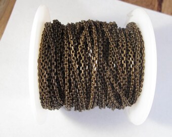 Thin Brass Chain, Antique Brass Cable Chain, By the Foot, Diamond Cut Chain, 2mm Chain for Making Jewelry, Vintage Chain (40 099 11 6)