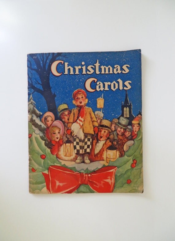 Christmas Carols // Holiday Decor // Vintage Book // 1938