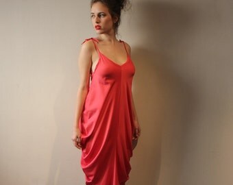 Cherry red special summer dress, Tie red dress 1014