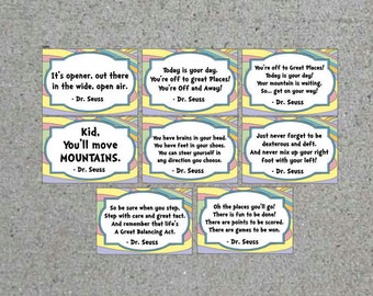 Dr. Seuss Oh The Places You'll Go Printable Quote Cards Quote Signs Table Decorations Digital Graduation Shower Party 2.5" x 3.5"