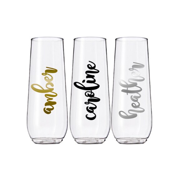 Personalized Stemless Acrylic Champagne Flutes by YouGotPersonal
