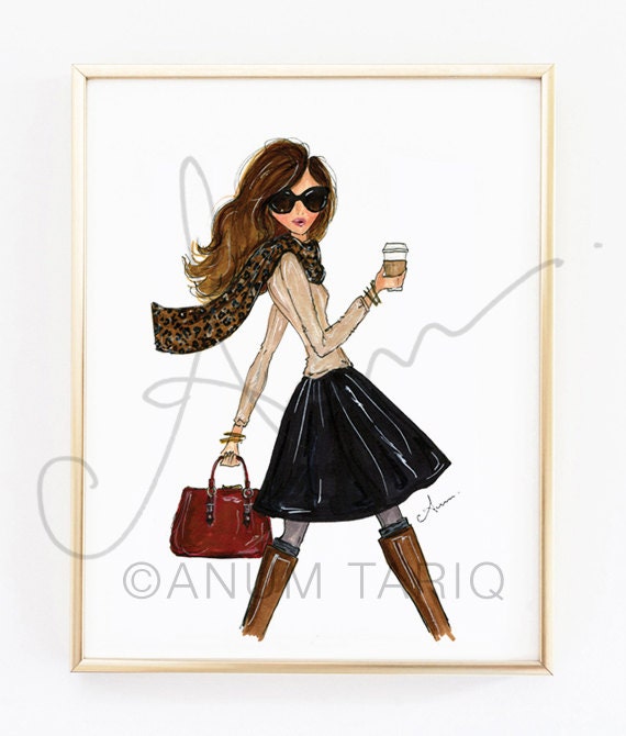 Fashion Illustration Print The Fall Girl 8x10