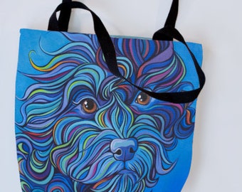 Doodle Tote Bag, Labradoodle, Aussie Doodle, Goldendoodle, Mini Doodle, Red, Black, Dog, Cute, Puppy, Tote, Beach, Books, Color, Bright