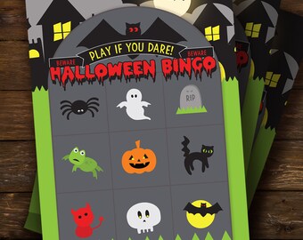 Halloween bingo cards, Halloween games, print your own bingo, kids halloween party games, suitable for children, instant download