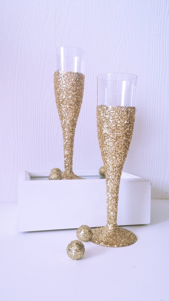 Gold Glitter Champagne Flutes Bachelorette Party Decor