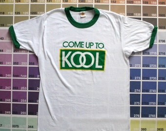 Vintage Kool cigarettes tee | cigarette t shirt | vintage ringer t shirts | hipster vintage clothing men S | soft graphic t shirts women L