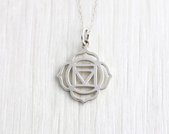 Sterling Silver Base Chakra Necklace, Chakra Pendant, Spiritual Jewellery, Yoga Jewellery, Meditation jewellery, Vegan Jewellery, Root