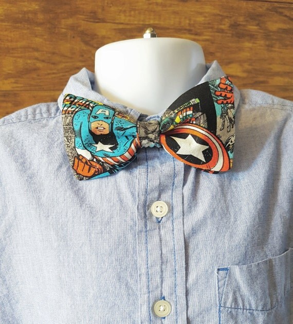 Marvel Comic Bowtie, Captain America Bowtie, Super Hero Bowtie, Kid's Bowties, Children's Bowties, Boy's Photo Prop, Boy's Accessory Il_570xn