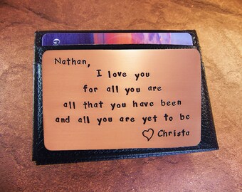 7th Anniversary Gift, Copper Anniversary, 7th Wedding, Copper Wallet Insert, Cool Mens Gift