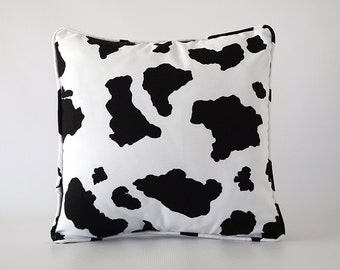 black and white cow pillow