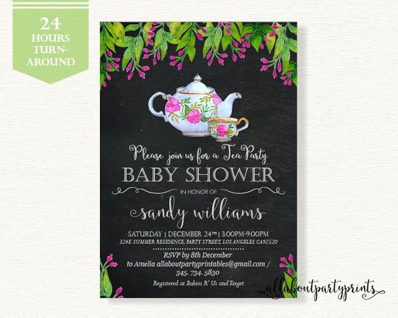 Tea Party Baby Shower Invitation | 24 hour turnaround time | B003 Il_570xn