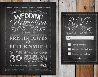 Chalkboard wedding invitation | Etsy