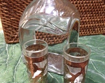 Sterling overlay pair of shot glasses