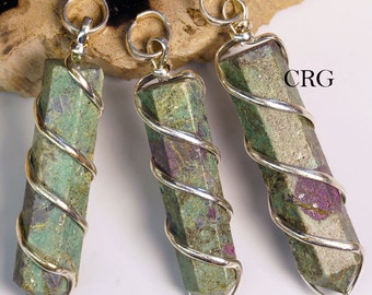 Ruby Zoisite Point Pendant In Silver Spiral (PP9DG)
