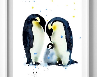 Penguin painting | Etsy