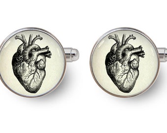 anatomic heart cufflinks heart cufflinks wedding cufflinks -with gift box