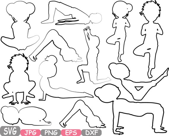 Download Outline Yoga Poses Cutting Files svg Yoga Silhouettes Fitness