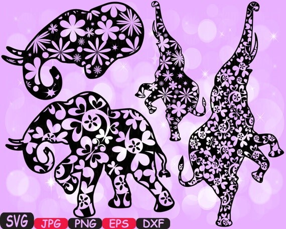 Download Elephant Safari Mascot Flower Monogram Cutting Files SVG