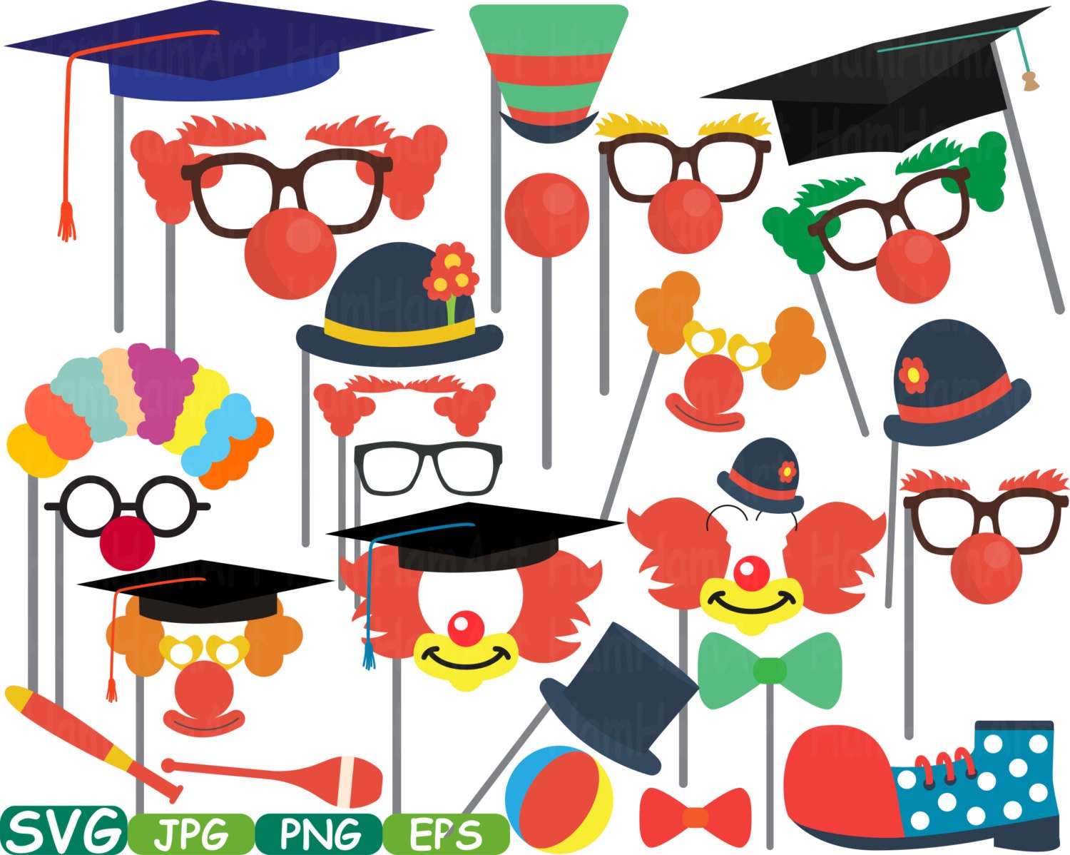 Download Graduation Circus Photo Booth Props SVG Silhouette Costume