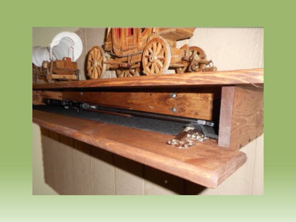 Wood Fireplace Mantle Wall Shelf Hidden Compartment Gun