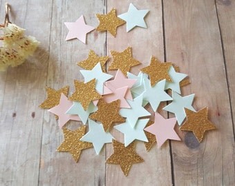 Twinkle Twinkle Little Stars/Gender Reveal Confetti/Baby Shower decor/Pink and blue/Gold star confetti/Frist birthday confetti/Baby Confetti