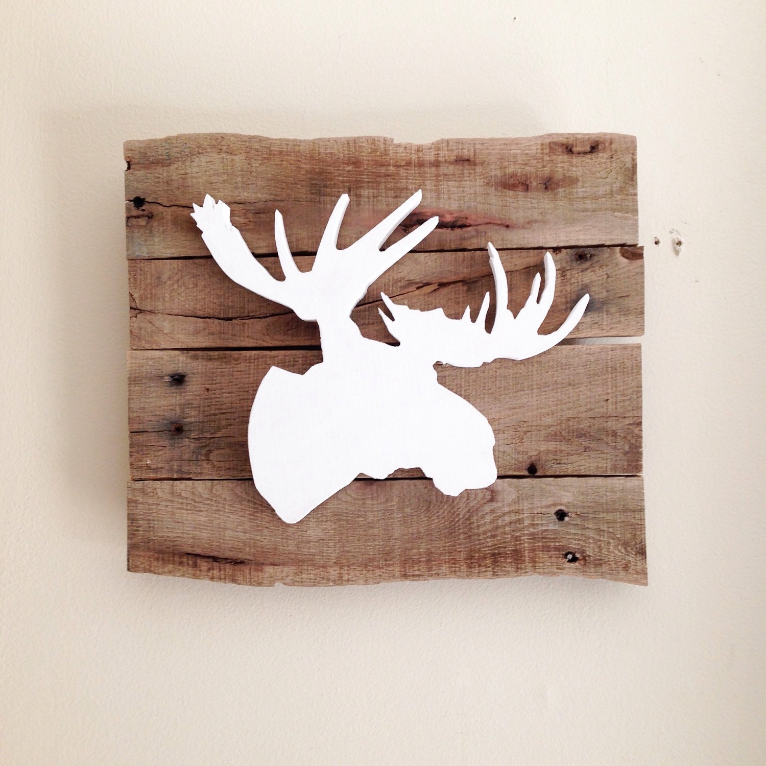 Moose Head 3D Silhouette Sign from Reclaimed Wood