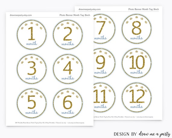 Baby Milestones Months Labels Printable Stickers by DrawMeAParty