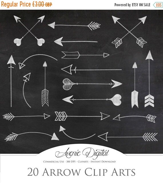 SALE White chalkboard Arrow Clipart . Scrapbook by AvenieDigital